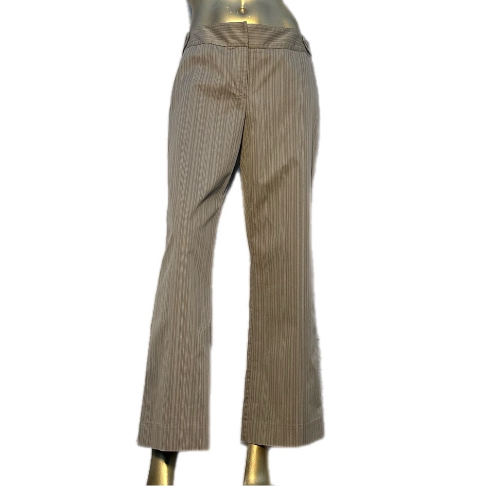 Y2K Vintage City Unltd Taupe Pinstripe Bootcut Stretch Pants Size 10 Office Chic